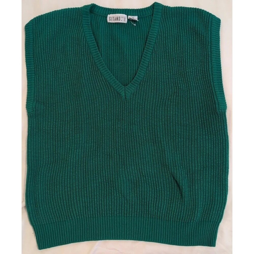 Gitano Men's Vintage Green Acrylic Knit Vest Size 40 Sleeveless Unisex Women